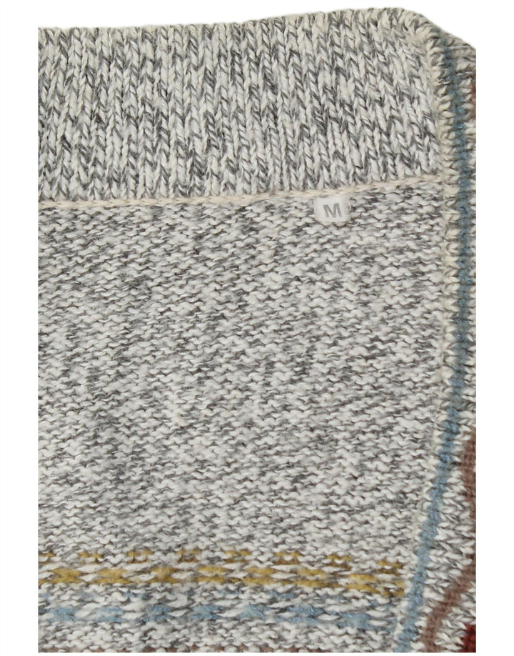 VINTAGE Herre cardigan sweater Medium Grey Fair Isle