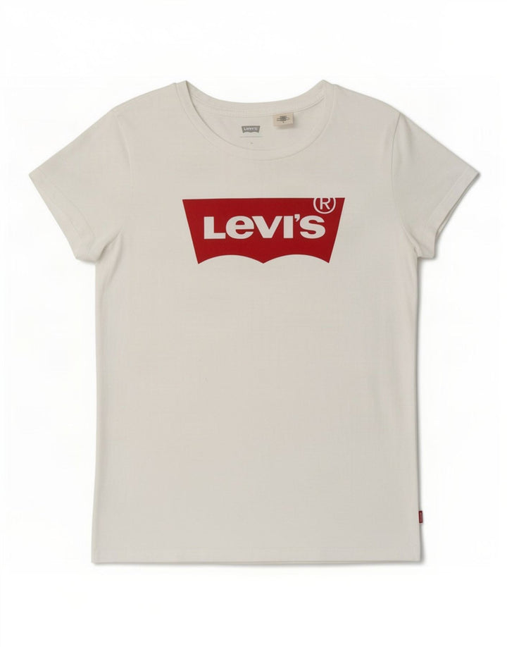 Levi's Grafisk T-shirt top til kvinder UK 14 Medium White