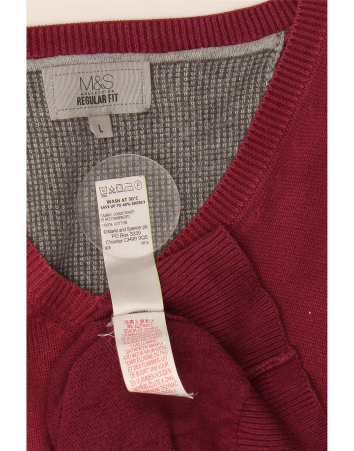 Marks & Spencer Herre Regular Fit V-hals sweater Stor Burgundy