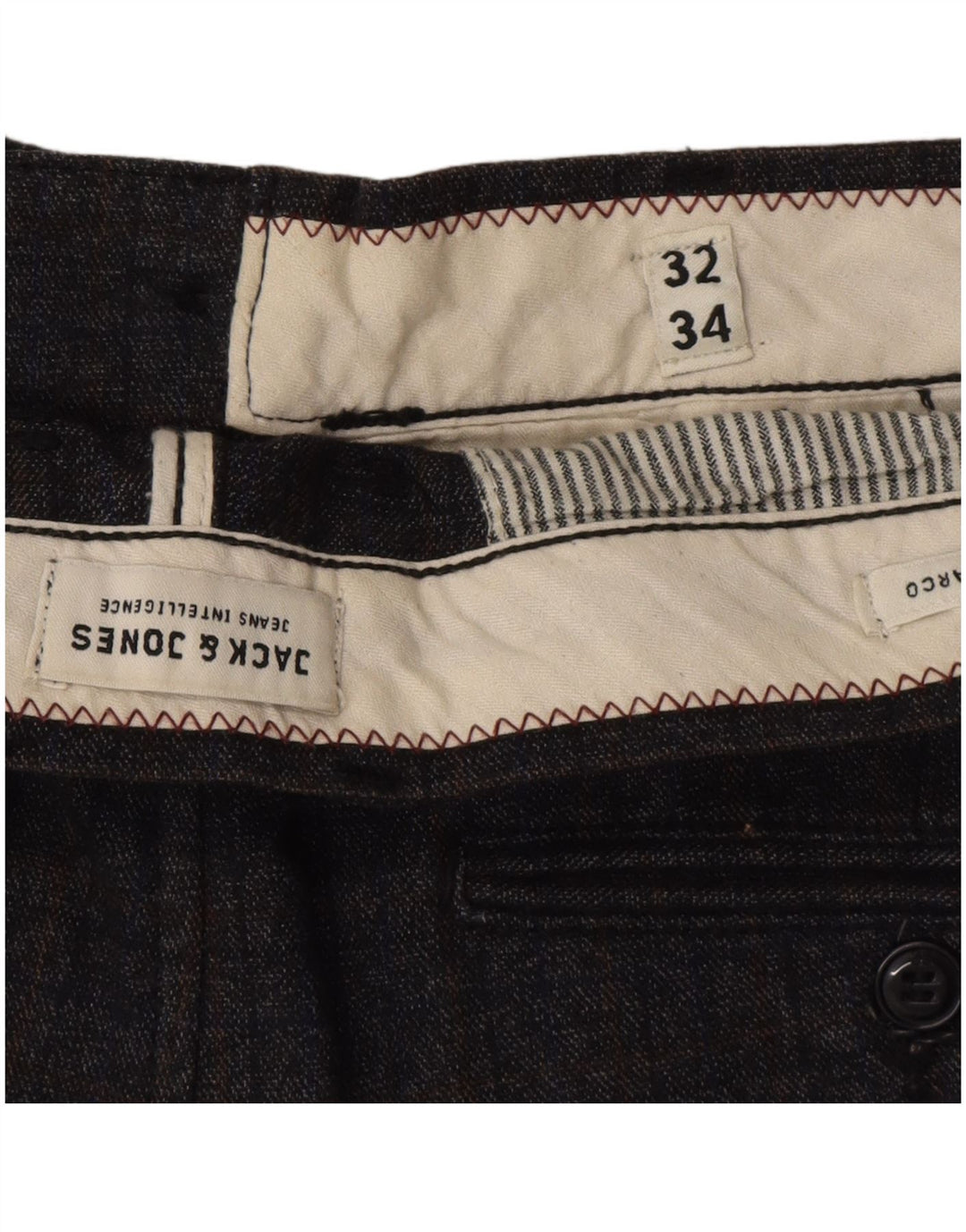 Jack & Jones Herre Marco Slim Casual Bukser W32 L34 Grå ternet polyester
