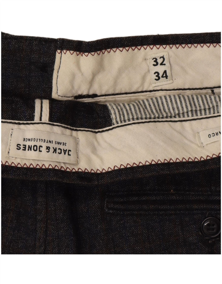 Jack & Jones Herre Marco Slim Casual Bukser W32 L34 Grå ternet polyester