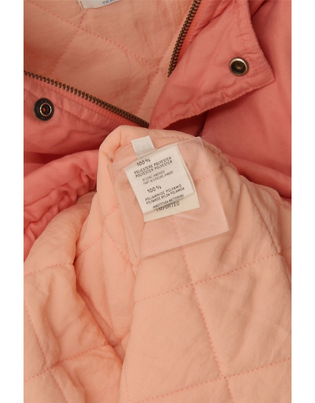 Benetton Dame Hætte Polstret Jakke UK 18 XL Pink Polyester