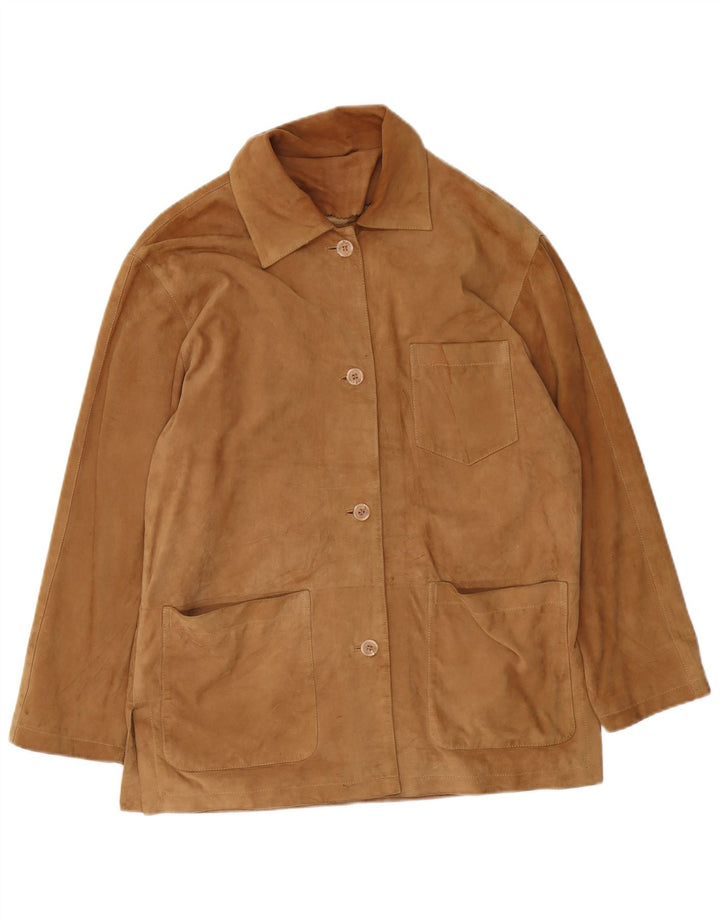 VINTAGE Dame ruskindsjakke UK 16 Stor brunt læder