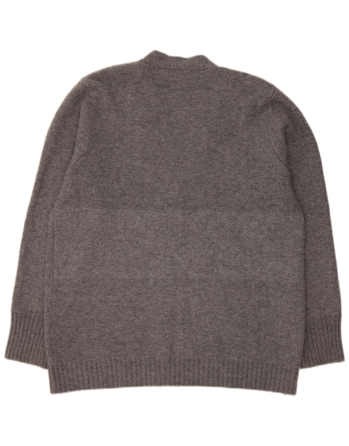 Zara Dame Cardigan Sweater UK 14 Medium Grå Akryl