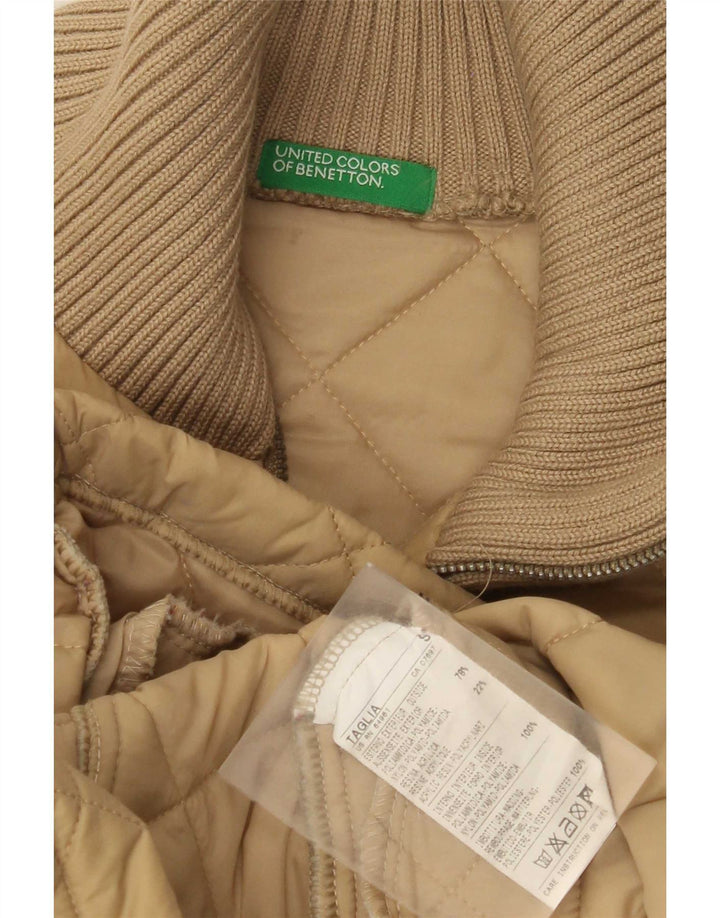 Benetton Quiltet jakke til kvinder UK 10 Lille beige polyamid