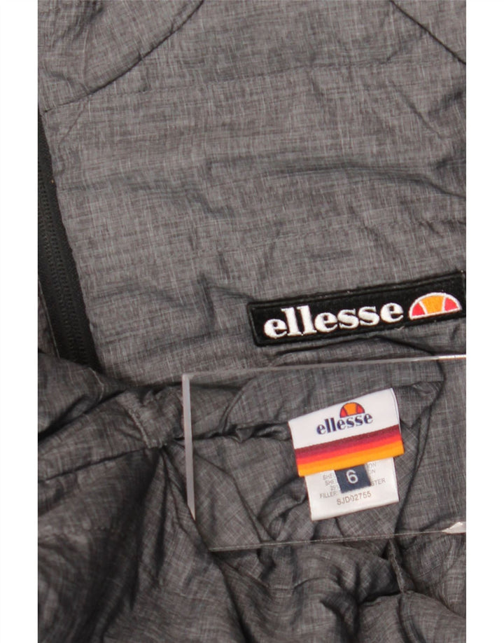 Ellesse Dame Hætte Polstret Vendbar Jakke UK 6 XS Sort Nylon