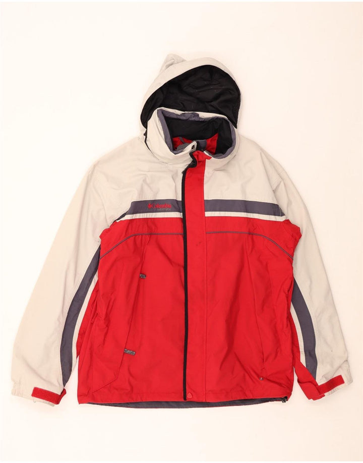 COLUMBIA Herre Interchange Windbreaker Jacket UK 40 Large Red Colourblock