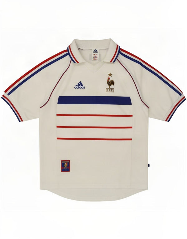 Adidas Herre 1998 Frankrig udebane fodboldtrøje Small White Colourblock Sports