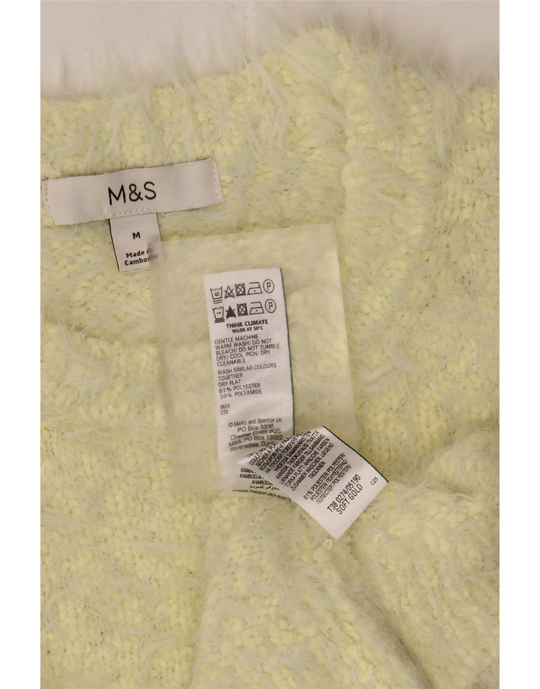 Marks & Spencer Dame sweater med rund hals DK 12 Medium Gul Flecked