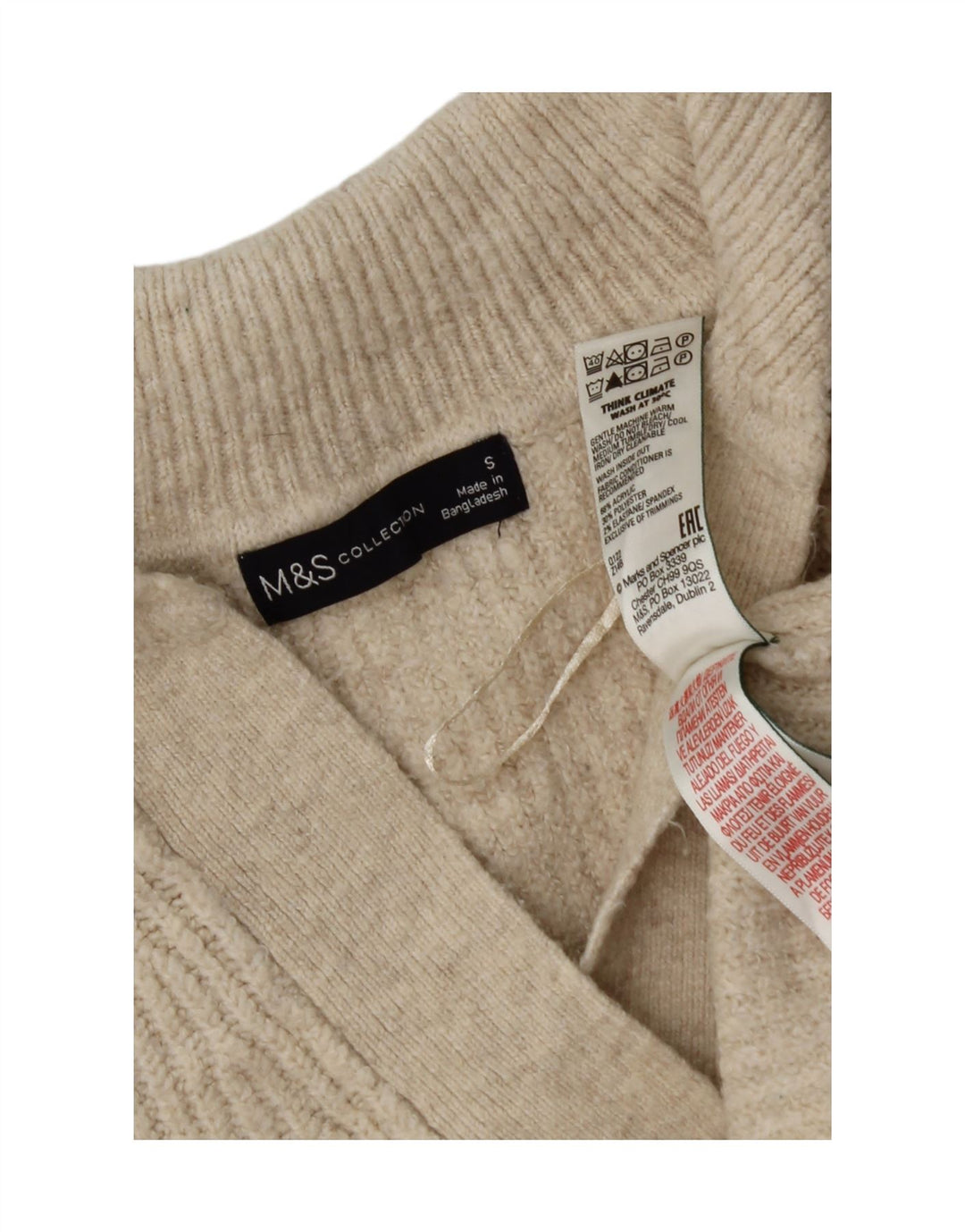 MARKS & SPENCER Womens Polo Neck Jumper Sweater UK 10 Small Beige Vintage Marks & Spencer and Second-Hand Marks & Spencer from Messina Hembry 