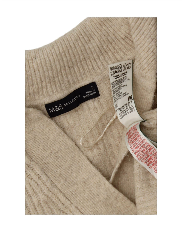 MARKS & SPENCER Womens Polo Neck Jumper Sweater UK 10 Small Beige Vintage Marks & Spencer and Second-Hand Marks & Spencer from Messina Hembry 