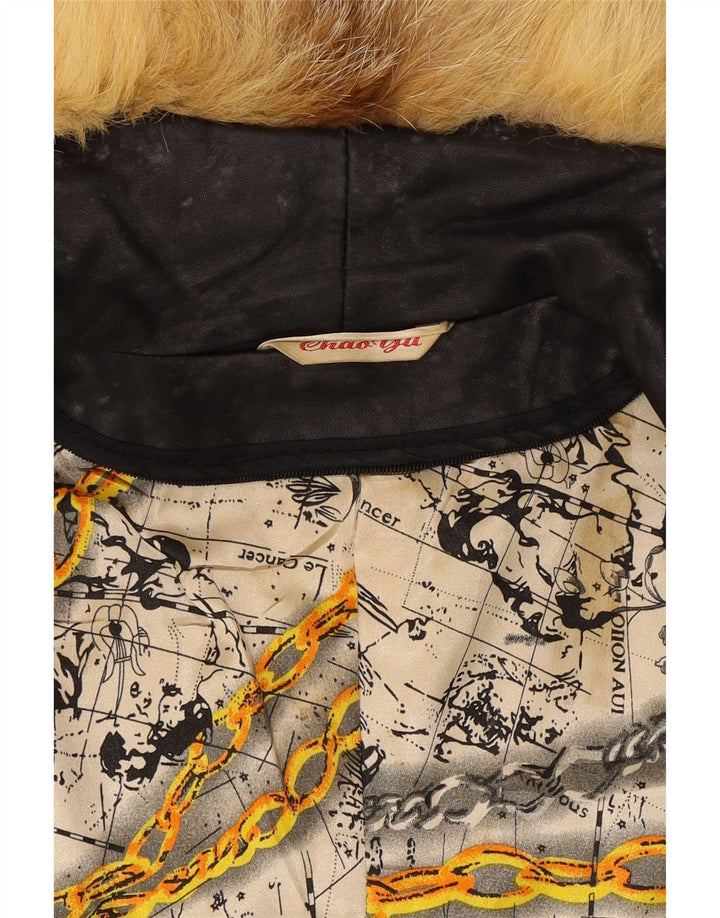 Vintage læderjakke til kvinder UK 12 Medium Black