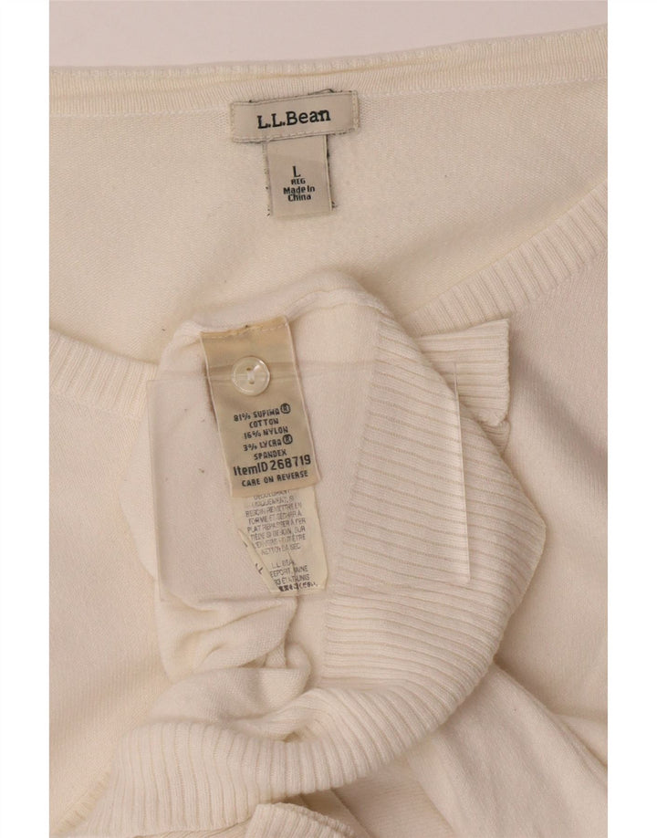 L.L.BEAN Womens Cardigan Sweater UK 16 Large White Cotton Vintage L.L.Bean and Second-Hand L.L.Bean from Messina Hembry 