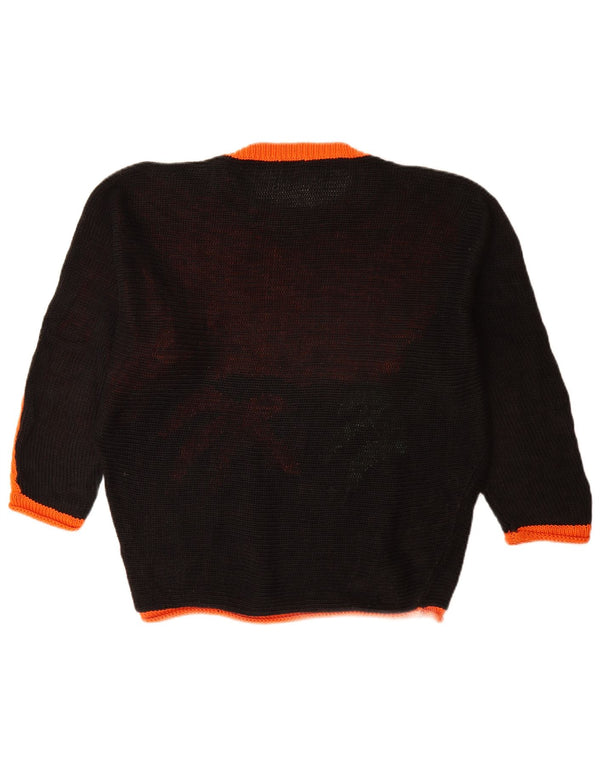 Vintage dame sweater med rund hals DK 16 Stor orange farveblok