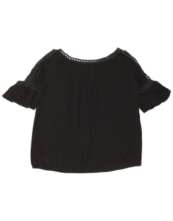 Vintage Dame Off Shoulder Top UK 16 Large Black