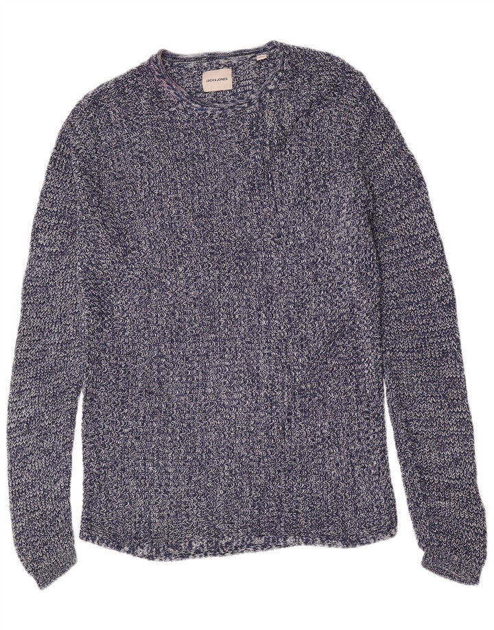 Jack & Jones Herre sweater med rund hals, mellemblå marineblå bomuld