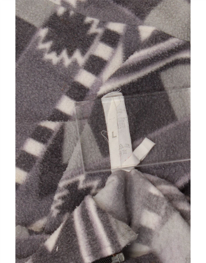 Vintage fleecejakke til mænd UK 40 Large Grey Fair Isle Polyester Aztec