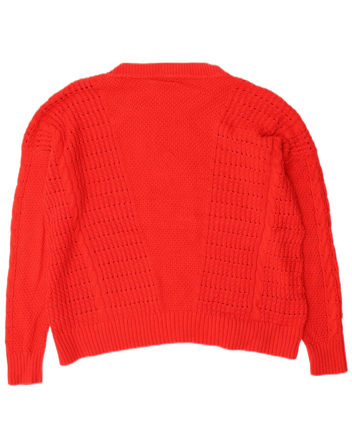 Tommy Hilfiger Dame Boat Neck Jumper Sweater UK 14 Medium Rød Bomuld