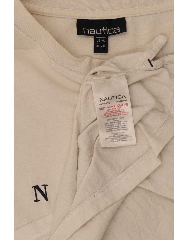 Nautica Herre Grafisk T-Shirt Top 2XL Hvid Bomuld