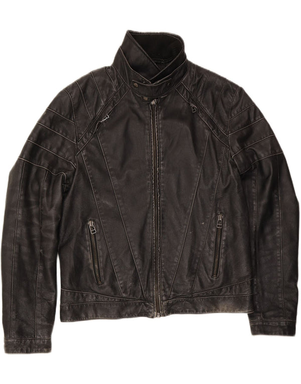 Vintage Herre Biker Læderjakke UK 42 XL Sort Læder