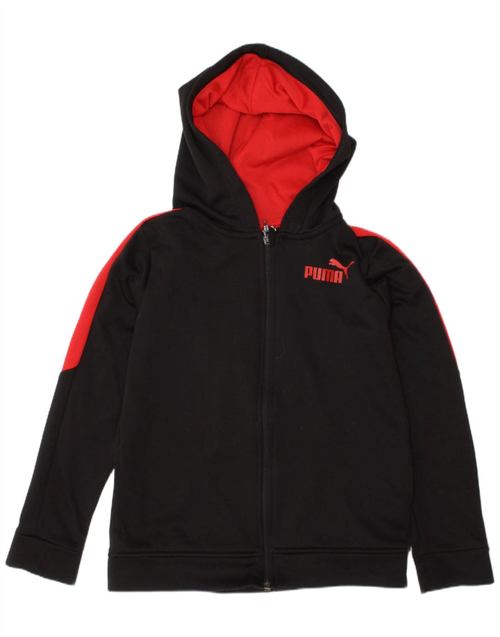 Puma hættetrøje med lynlås til drenge 7-8 år Sort Colourblock Polyester