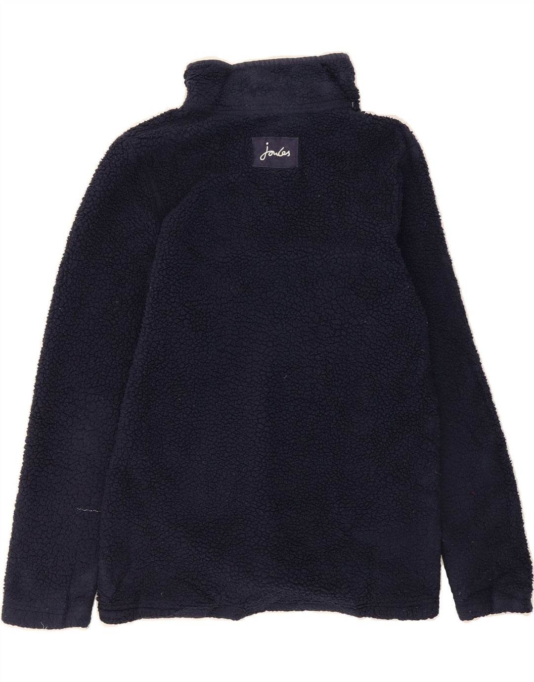 JOULES Womens Button Neck Fleece Jumper UK 10 Small  Navy Blue Polyester Vintage Joules and Second-Hand Joules from Messina Hembry 