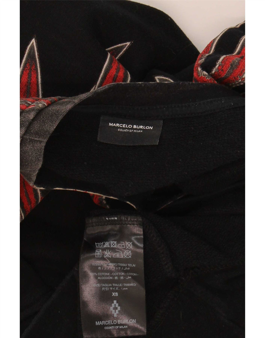 Marcelo Burlon Herre abstrakt mønster sweatshirt XS Sort bomuld