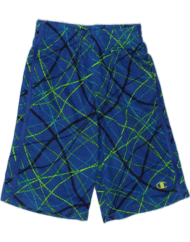 CHAMPION Boys Abstract Pattern Sport Shorts 5-6 Years Blue Polyester Vintage Champion and Second-Hand Champion from Messina Hembry 
