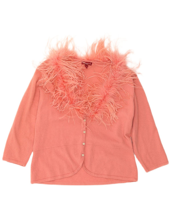 Monsoon dame cardigantrøje med 3/4 ærmer UK 18 XL Pink Uld