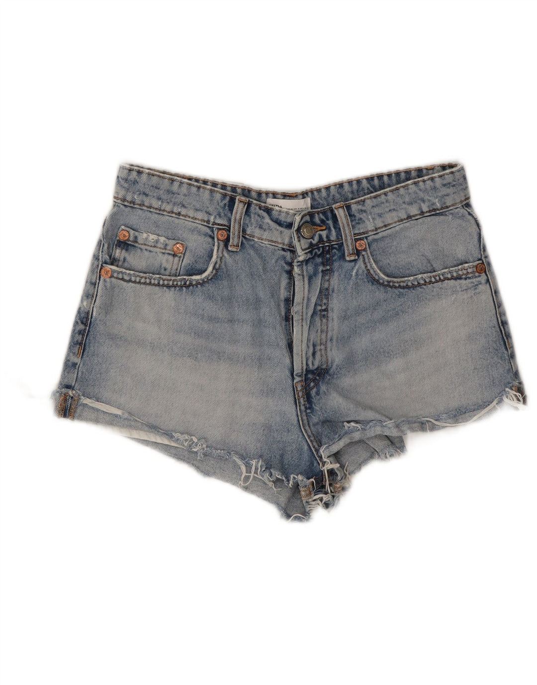 Zara Dame Denim Hot Pants EU 36 XS W26 Blå