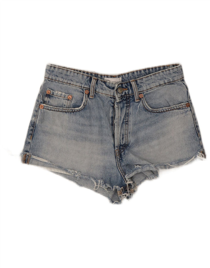 Zara Dame Denim Hot Pants EU 36 XS W26 Blå