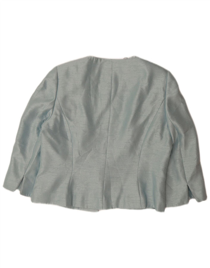 JACQUES VERT Dame 3/4 ærmer 1 knap blazerjakke UK 14 Large Blue