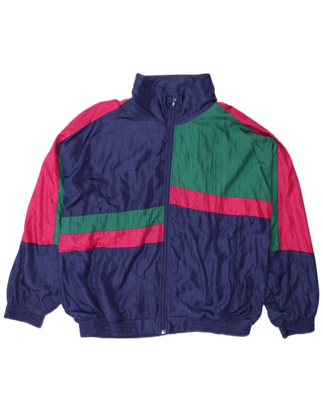 Vintage træningsdragt til mænd Topjakke Stor marineblå Colourblock Nylon