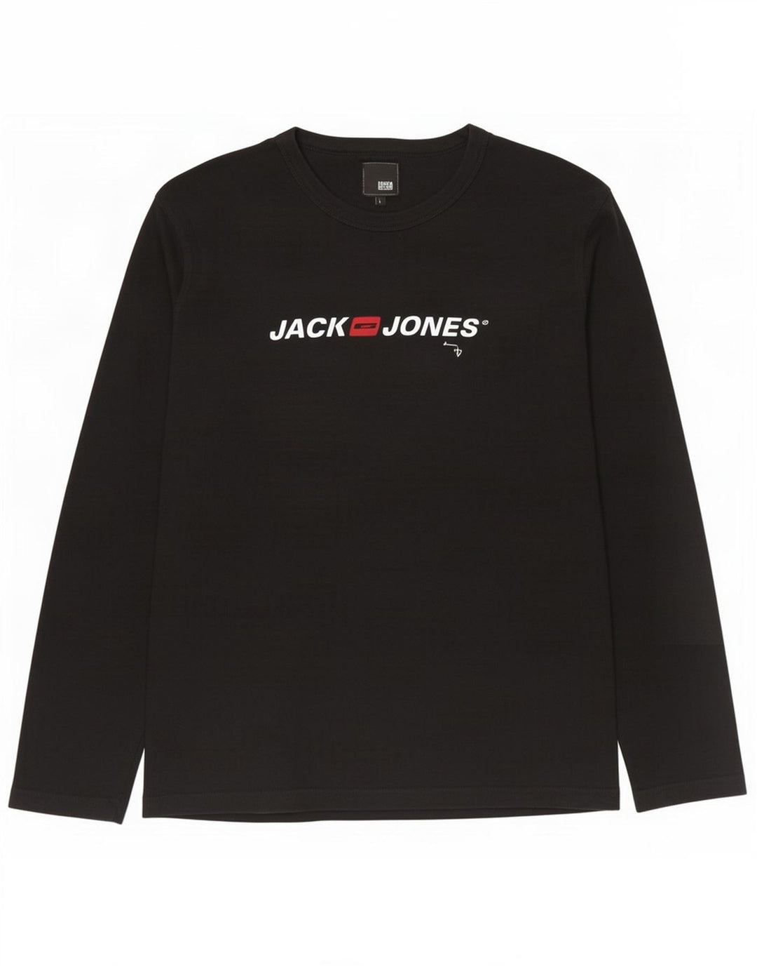 Jack & Jones Herre grafisk top langærmet stor sort bomuld
