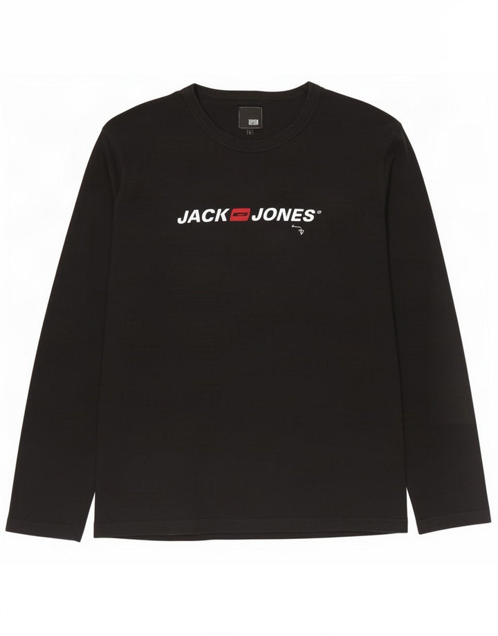 Jack & Jones Herre grafisk top langærmet stor sort bomuld