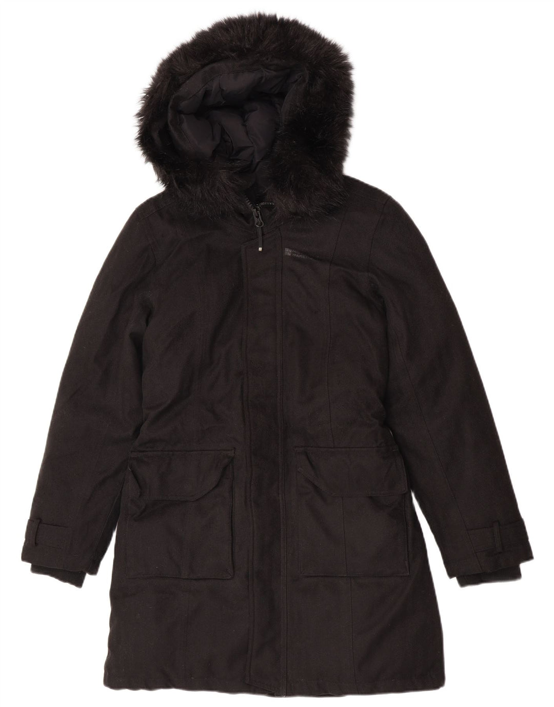 Mountain Warehouse Dame hætte polstret frakke UK 10 Lille sort polyester