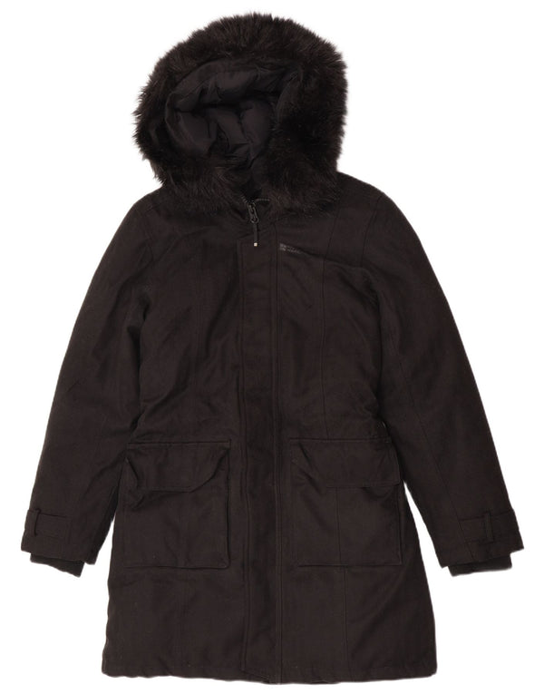 Mountain Warehouse Dame hætte polstret frakke UK 10 Lille sort polyester