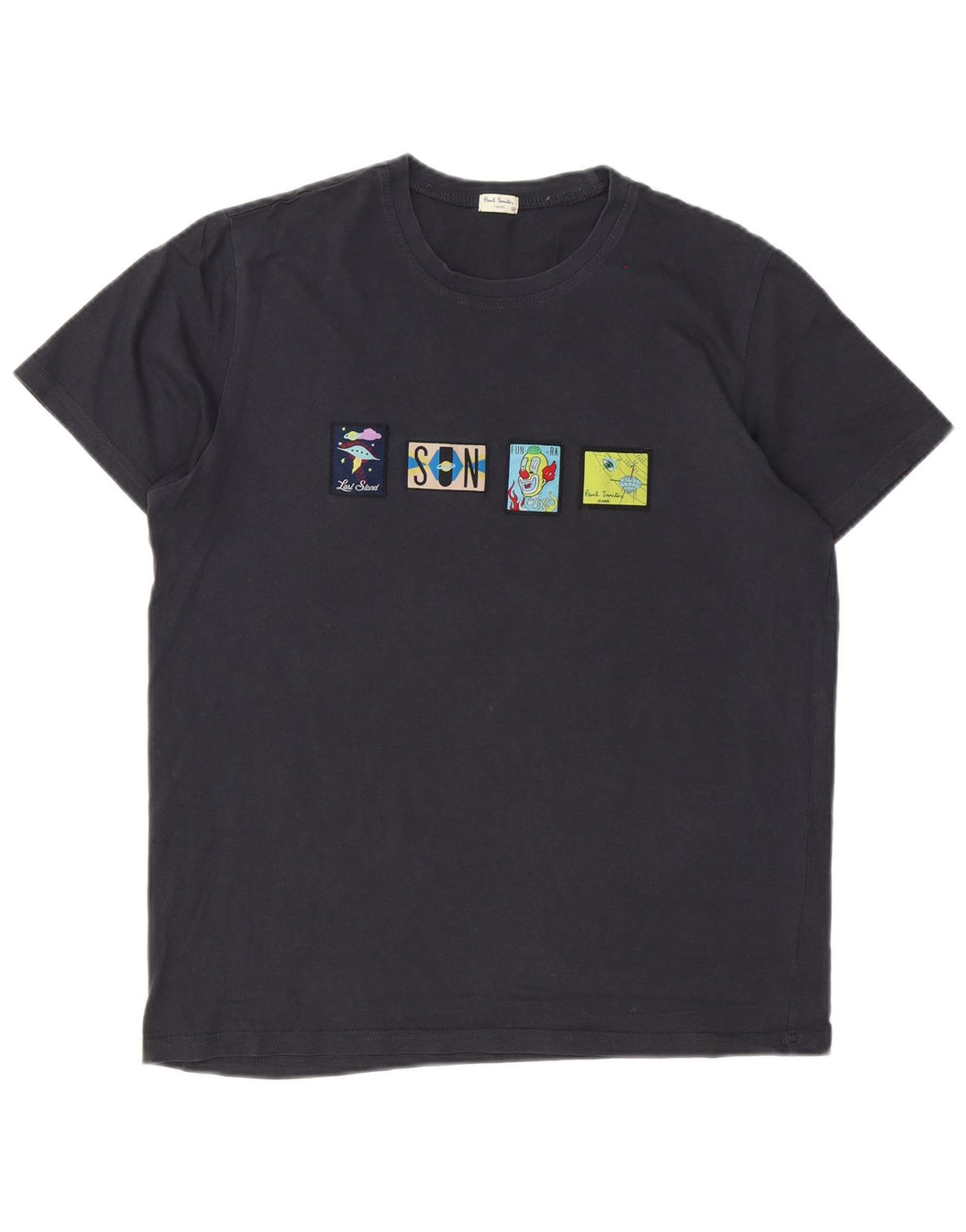 Paul Smith Herre grafisk T-shirt Top mellemgrå bomuld