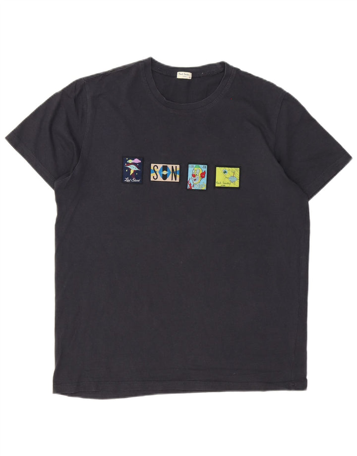 Paul Smith Herre grafisk T-shirt Top mellemgrå bomuld
