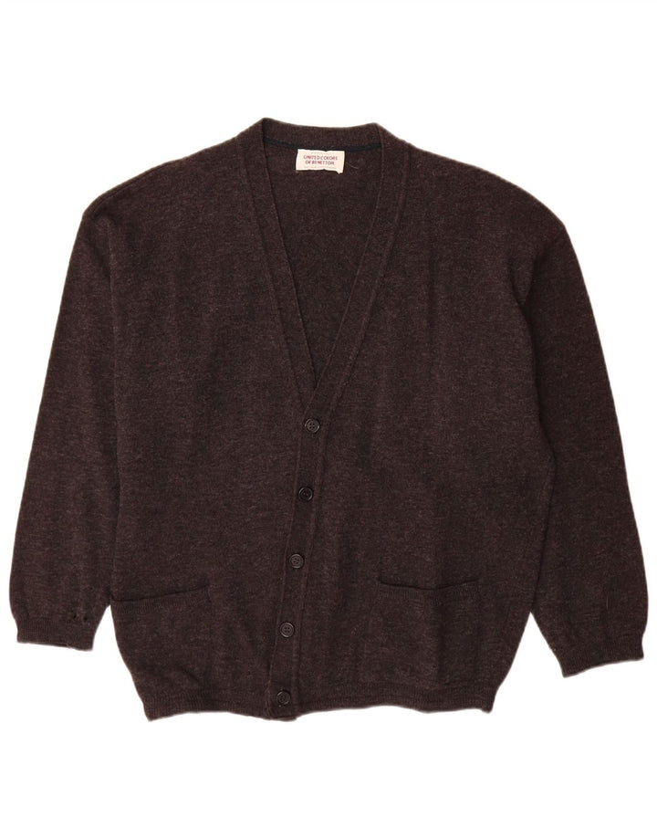 Benetton Herre cardigan sweater Medium Grey Flecked Virgin Wool