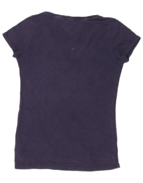 Tommy Hilfiger Womens Graphic T-Shirt Top UK 10 Small Navy Blue Cotton