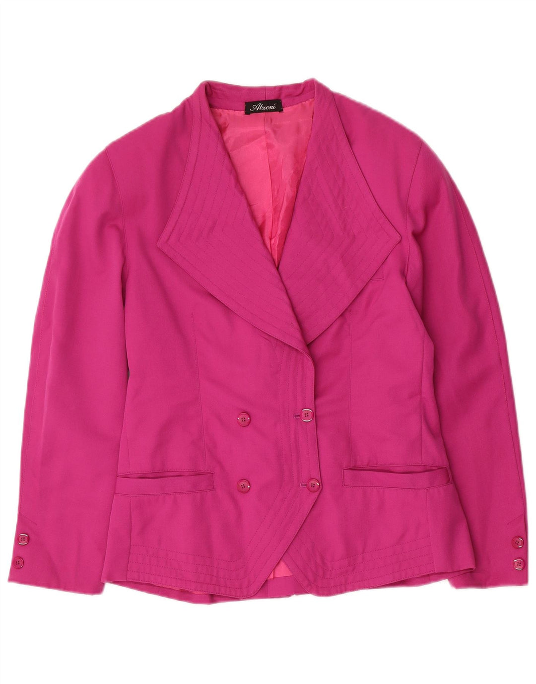 Vintage Dame Dobbeltradet Blazer Jacket UK 12 Medium Pink