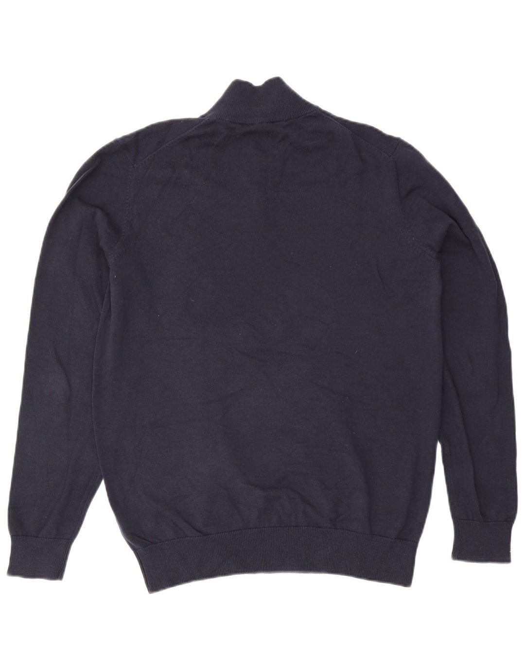 Besætningstøj Herre Zip Neck Jumper Sweater Stor Marineblå Bomuld
