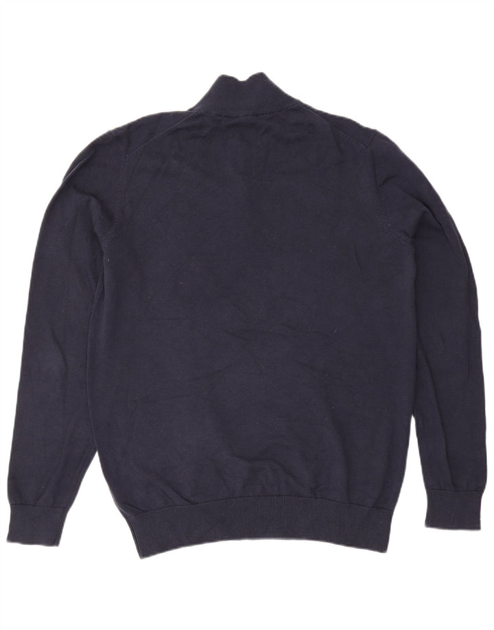 Besætningstøj Herre Zip Neck Jumper Sweater Stor Marineblå Bomuld