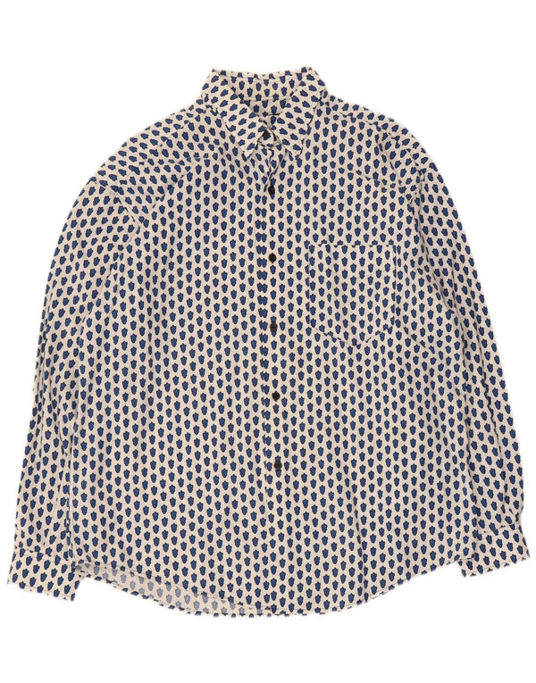 Souleiado Womens Abstract Pattern Oversized Shirt US 4 Small White