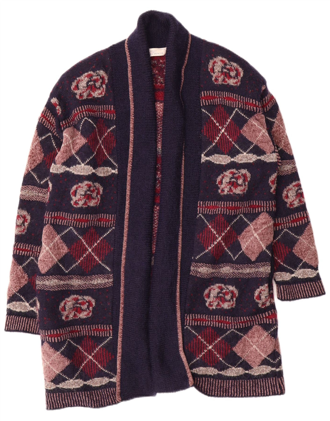 Marks & Spencer Dame Longline Cardigan Sweater UK 12 Medium Navy Blue
