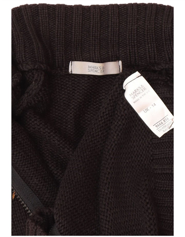 Marks & Spencer Dame Cardigan Sweater UK 14 Medium Sort Akryl
