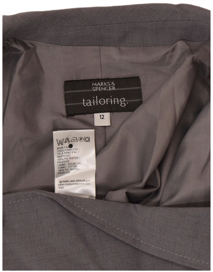 Marks & Spencer Dame 1-knaps blazerjakke UK 12 Medium Grey Polyester