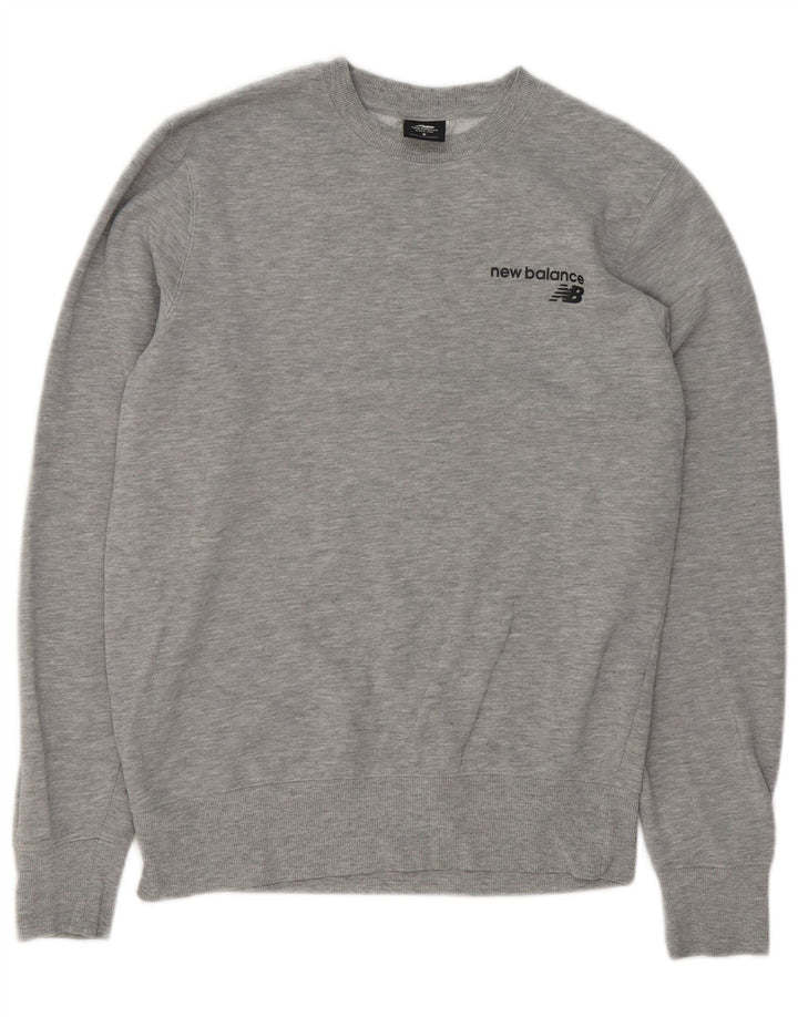 New Balance Herre Sweatshirt Jumper Lille Grå Bomuld