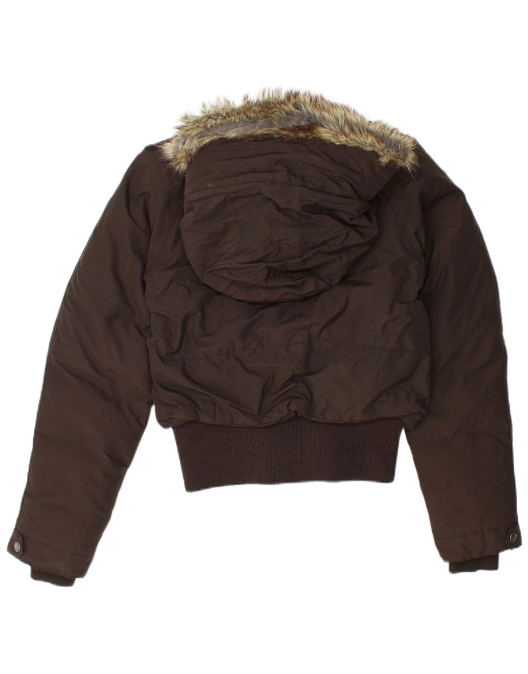 Woolrich Womens Bomber hættepolstret jakke UK 10 Lille brun bomuld